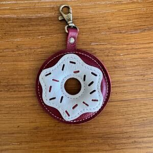 Portland Leather Donut Charm Red Velvet Donut Keychain Leather Bag FAST SHIP